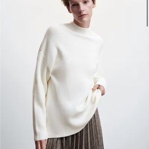 High collar ribbed knit sweater